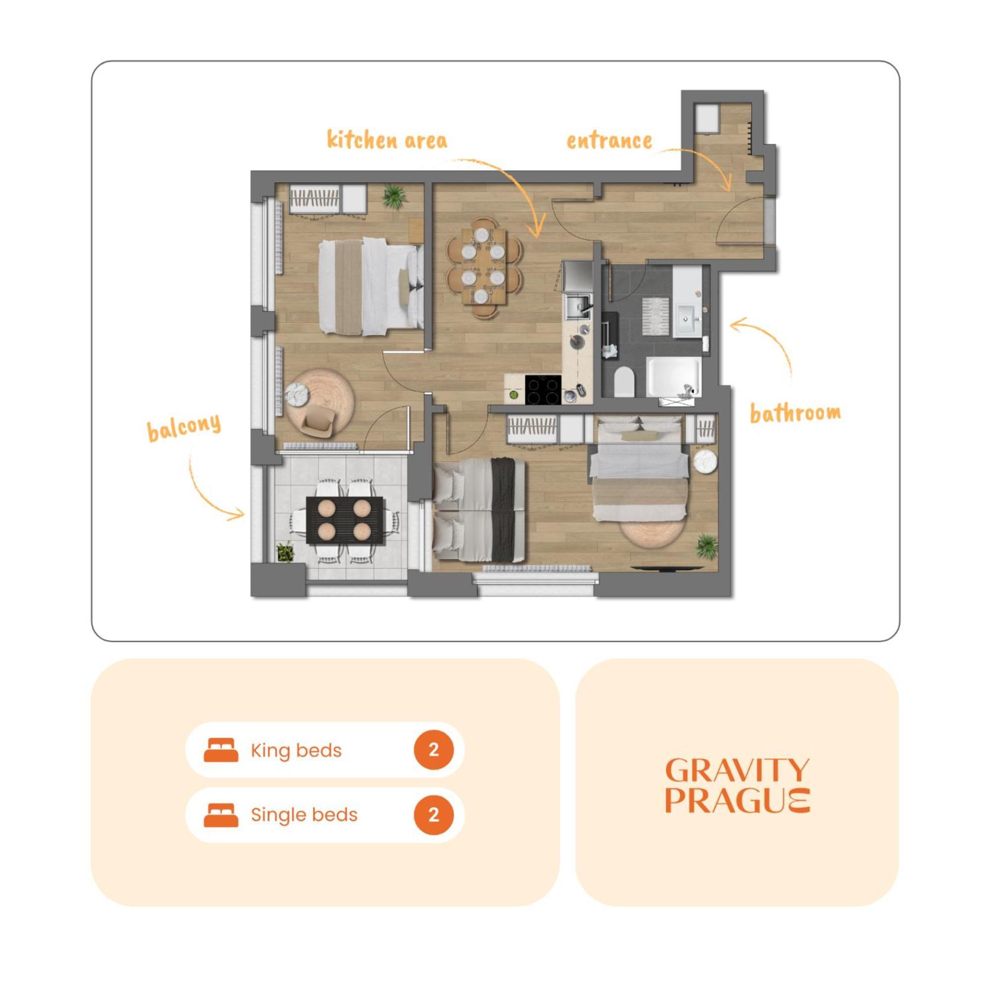 Apartament Bright 2Br - 7Th Floor, Balcony, Free Parking By Gravity Praga Zewnętrze zdjęcie